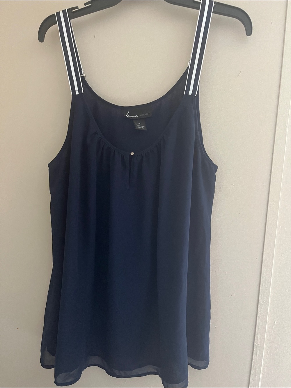 Lane Bryant Navy Sleeveless Camisole with Striped Straps